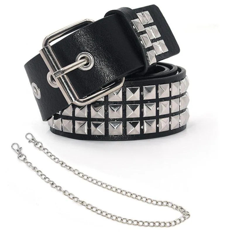 Pyramid Studded Belt Punk Rock With Pin Buckle Hardware