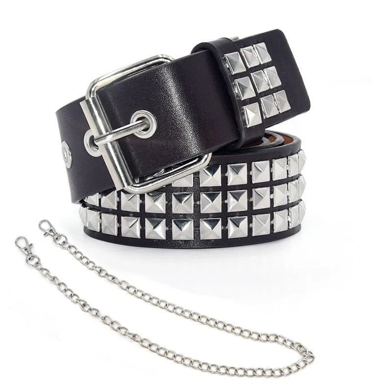 Pyramid Studded Belt Punk Rock With Pin Buckle Hardware