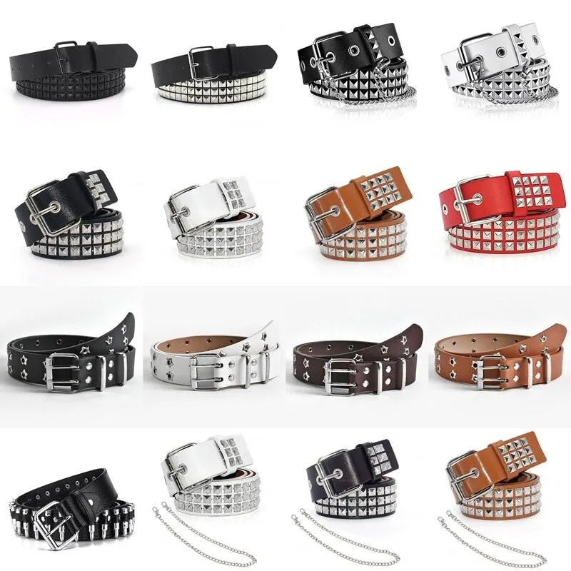 Pyramid Studded Belt Punk Rock With Pin Buckle Hardware