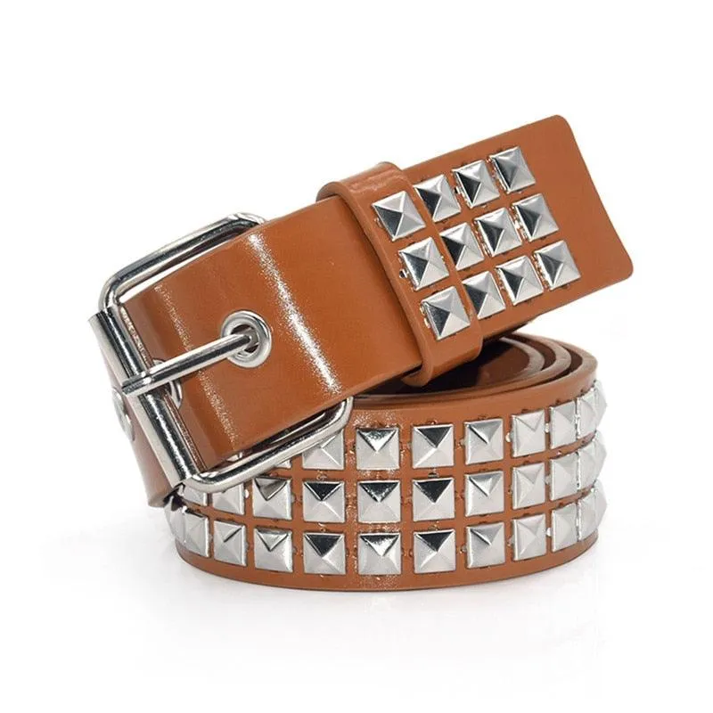 Pyramid Studded Belt Punk Rock With Pin Buckle Hardware