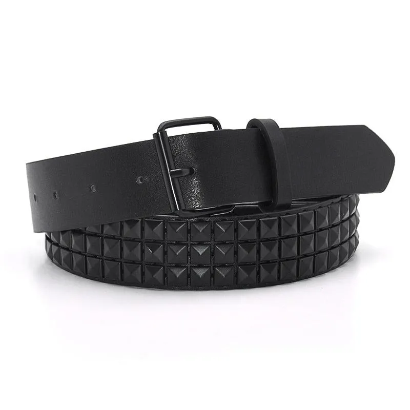 Pyramid Studded Belt Punk Rock With Pin Buckle Hardware