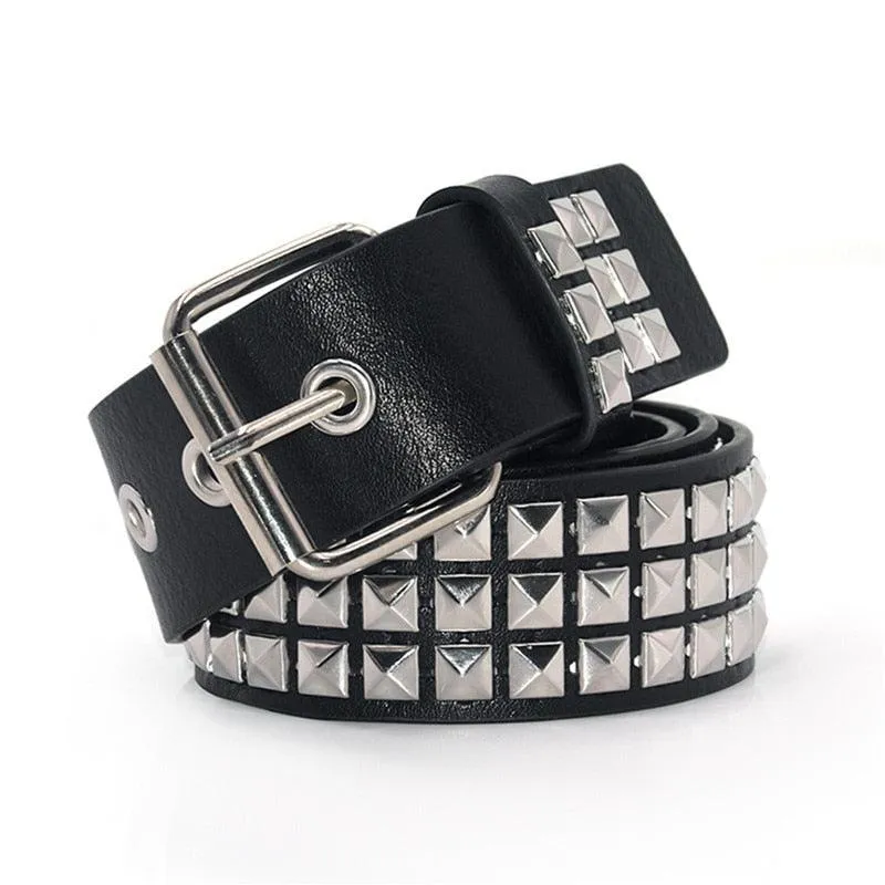 Pyramid Studded Belt Punk Rock With Pin Buckle Hardware