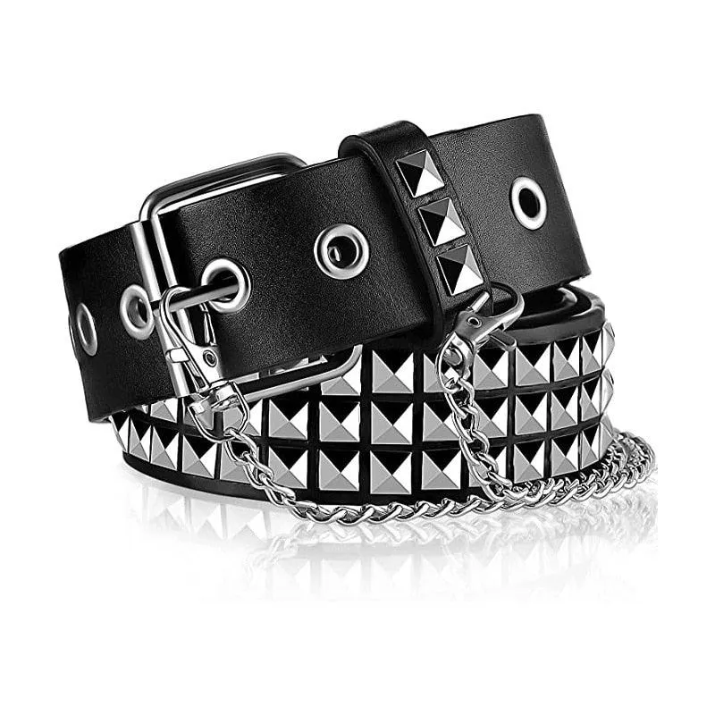 Pyramid Studded Belt Punk Rock With Pin Buckle Hardware