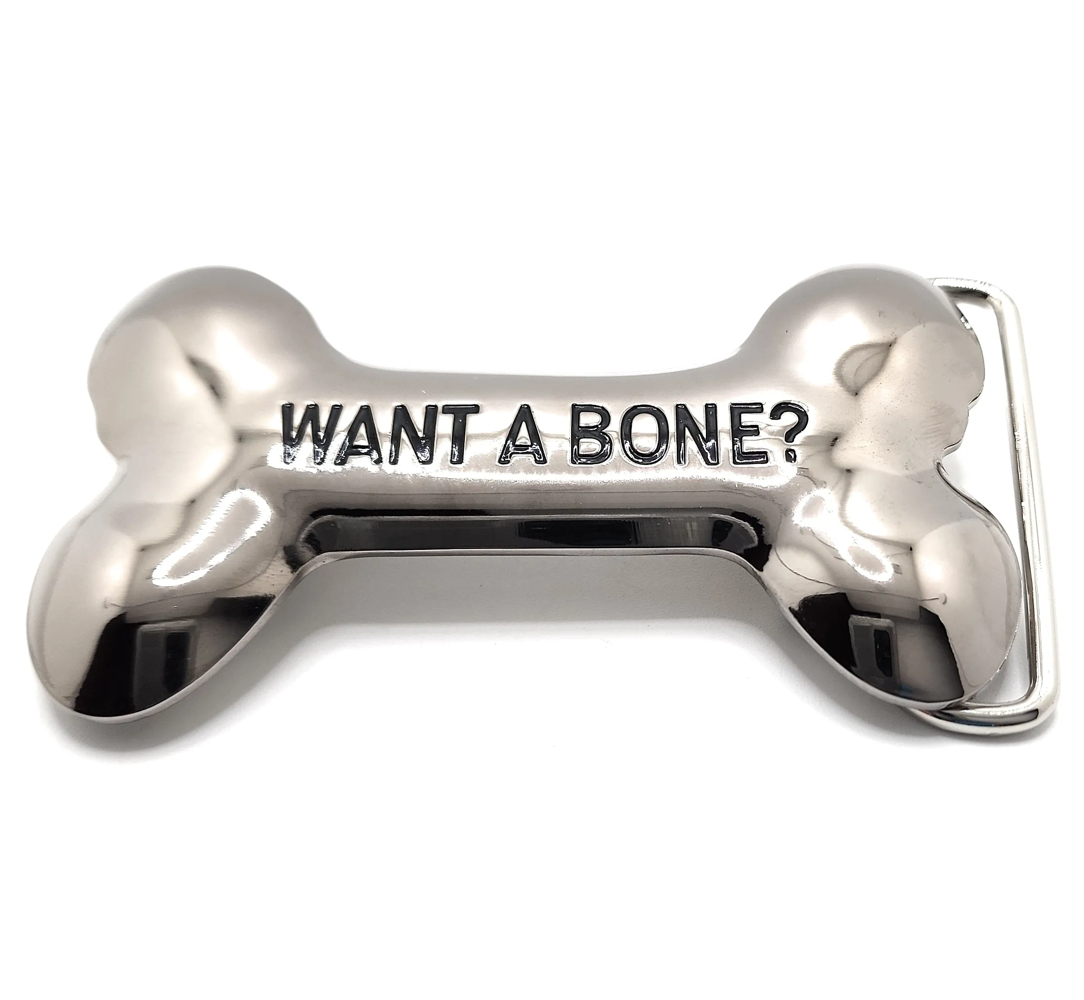 "Want a Bone?" Funny Belt Buckle