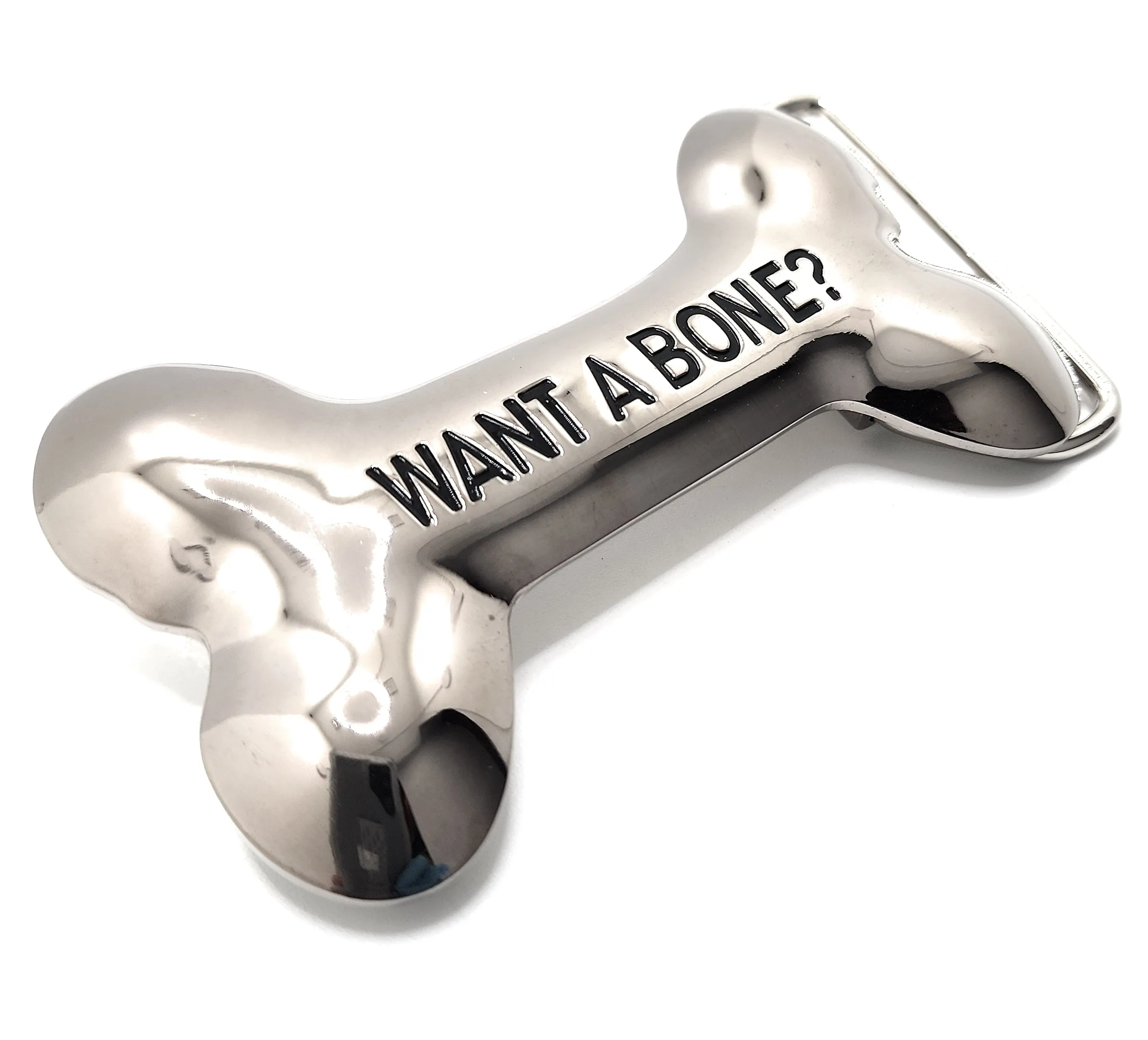 "Want a Bone?" Funny Belt Buckle