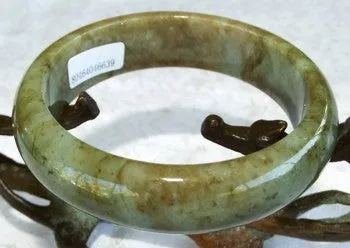 "Yang" High Energy Deep Green Jadeite Bangle Grade A   Certificate 58.5mm (639)