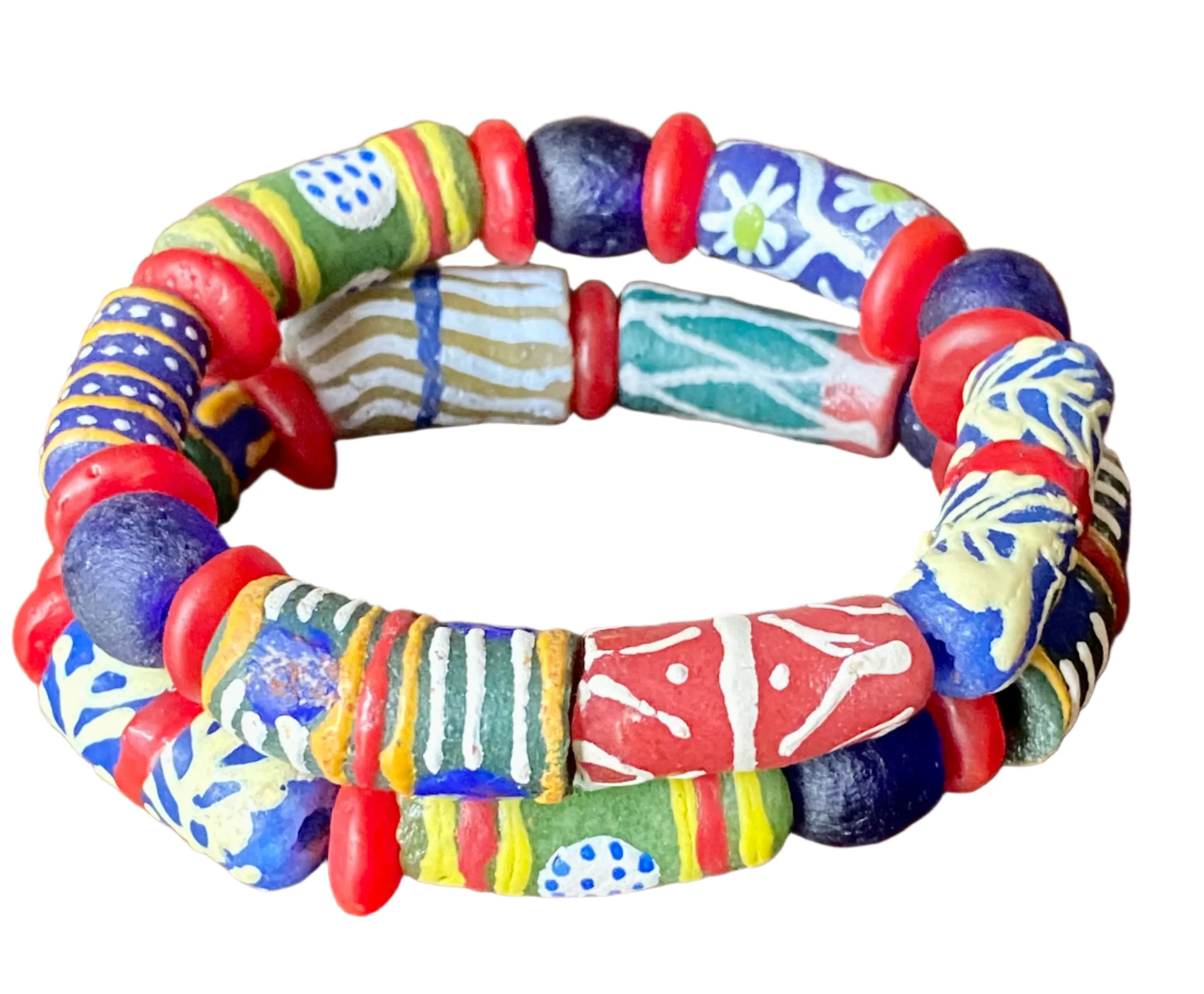 Rainbow Krobo Stretch Bracelet