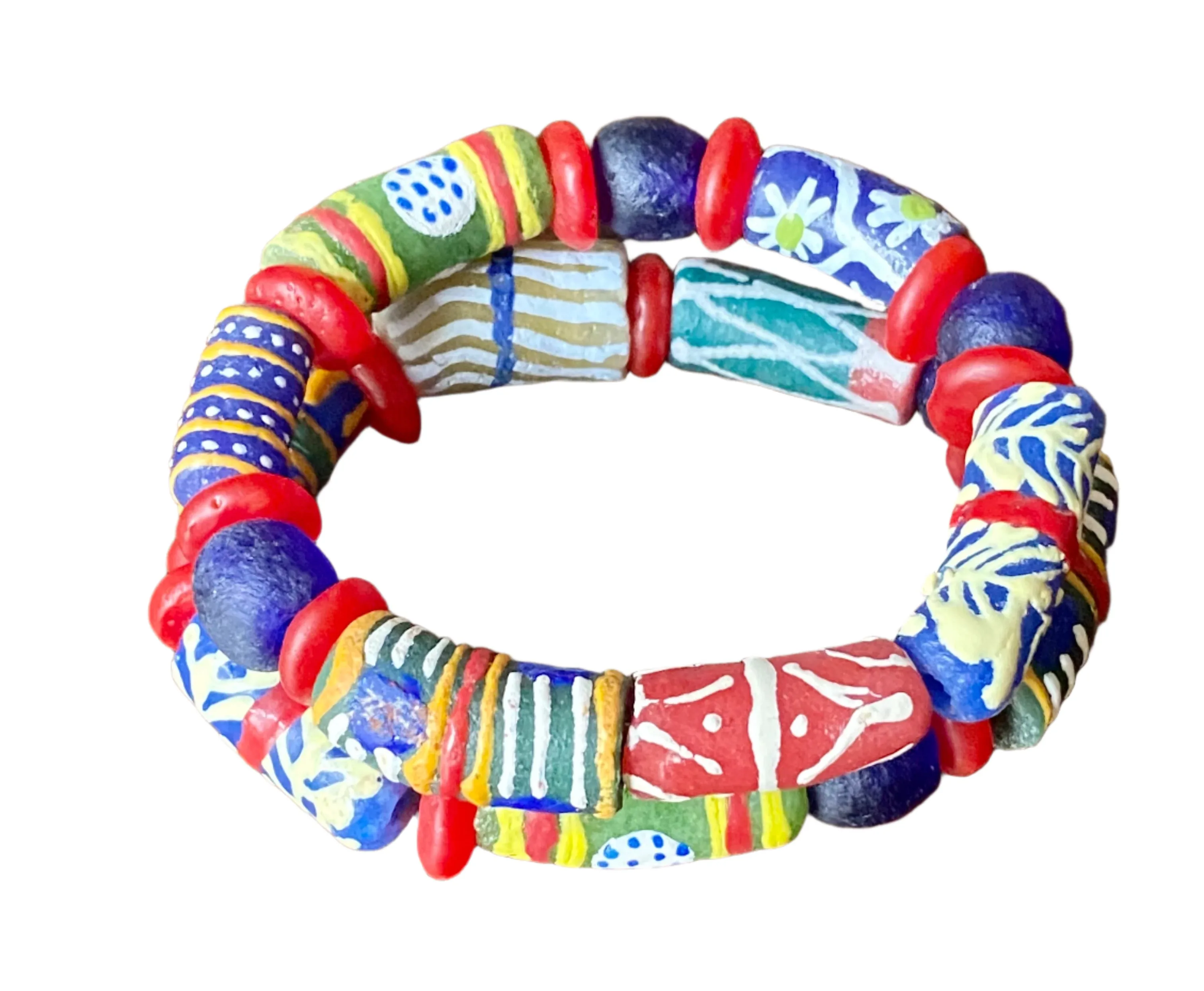 Rainbow Krobo Stretch Bracelet