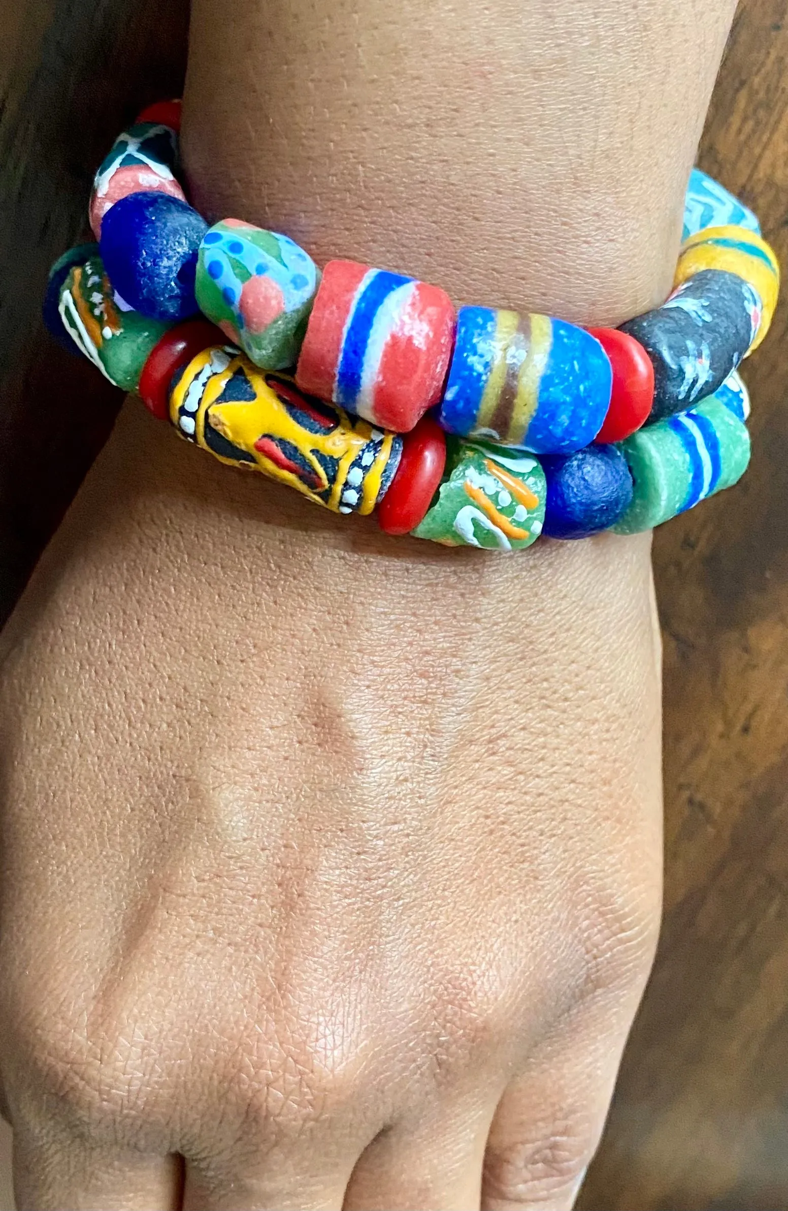Rainbow Krobo Stretch Bracelet