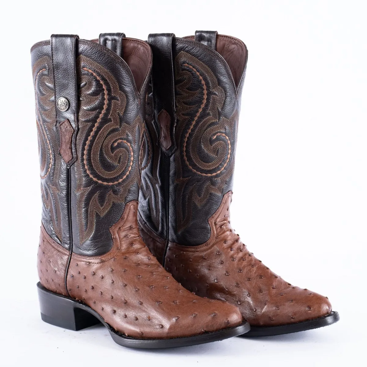 RANCHO SEMENTAL EXOTIC LEATHER Ostrich Brown Cowboy Boots