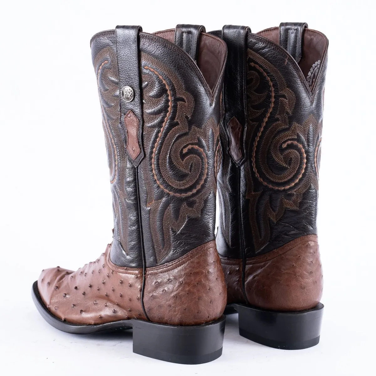 RANCHO SEMENTAL EXOTIC LEATHER Ostrich Brown Cowboy Boots