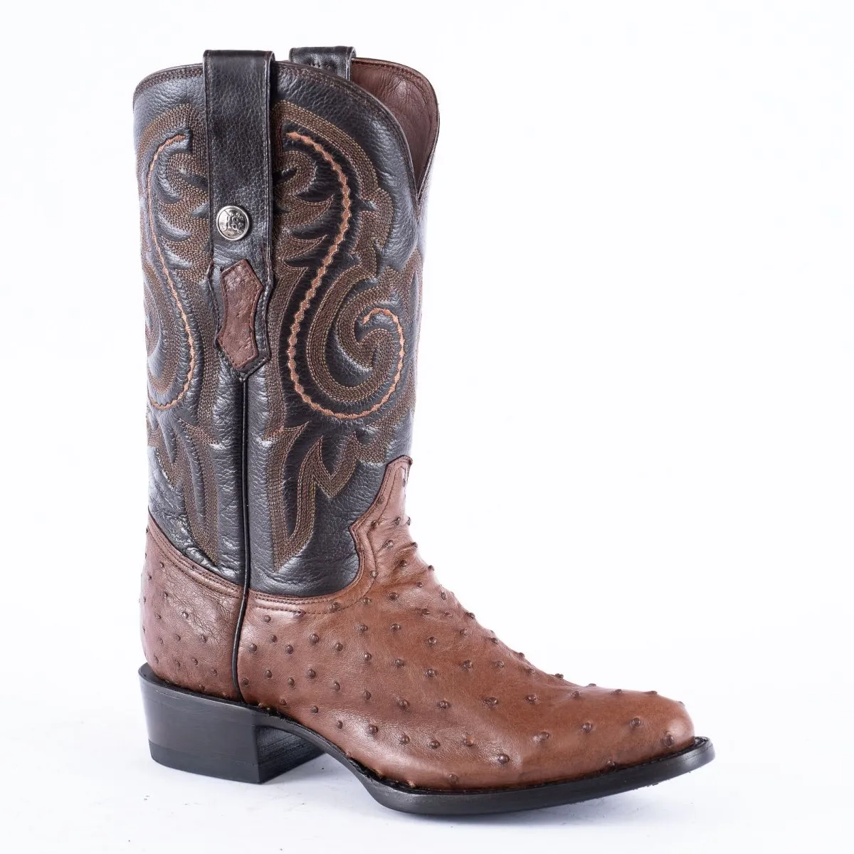 RANCHO SEMENTAL EXOTIC LEATHER Ostrich Brown Cowboy Boots