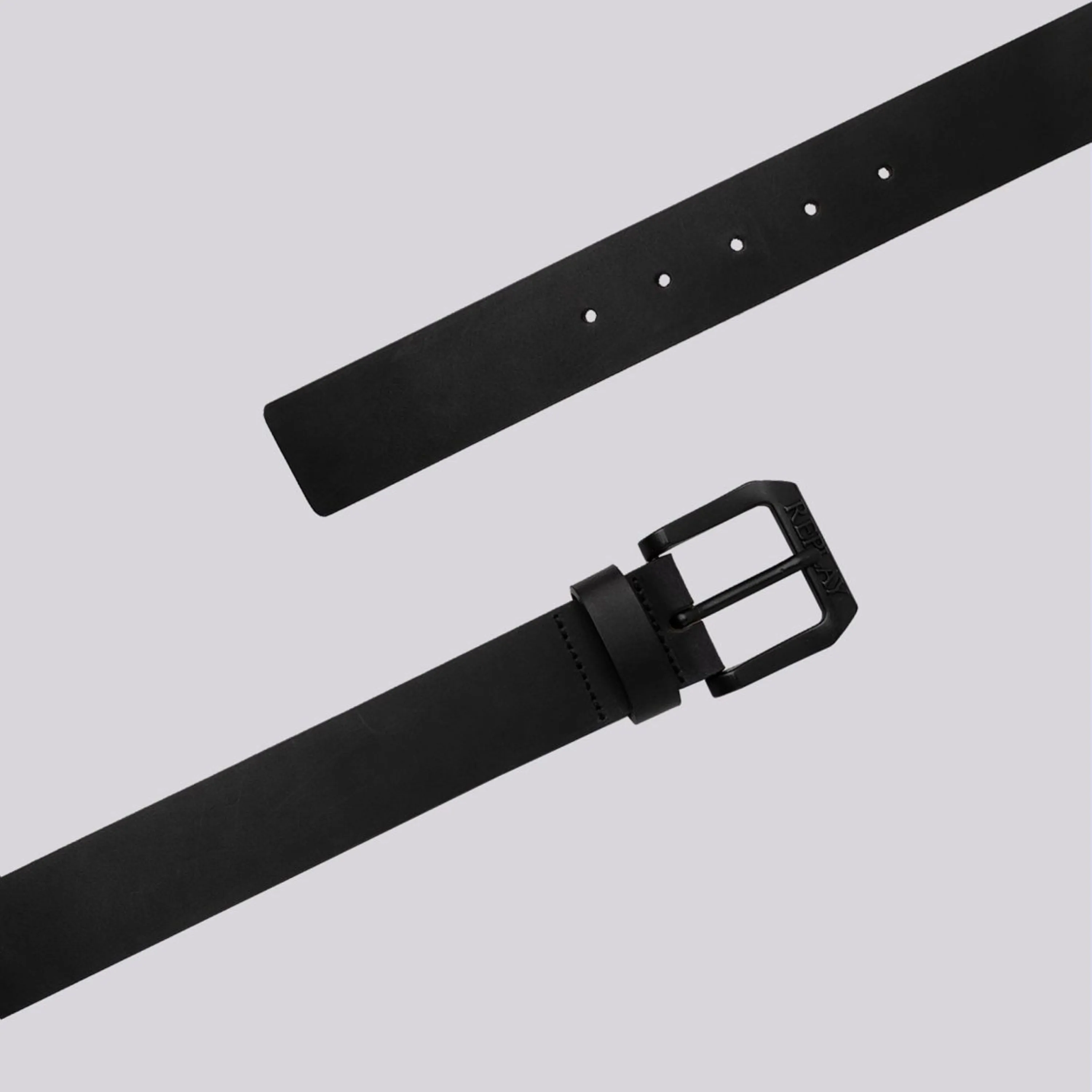 Replay Leather Belt With Logo - Black