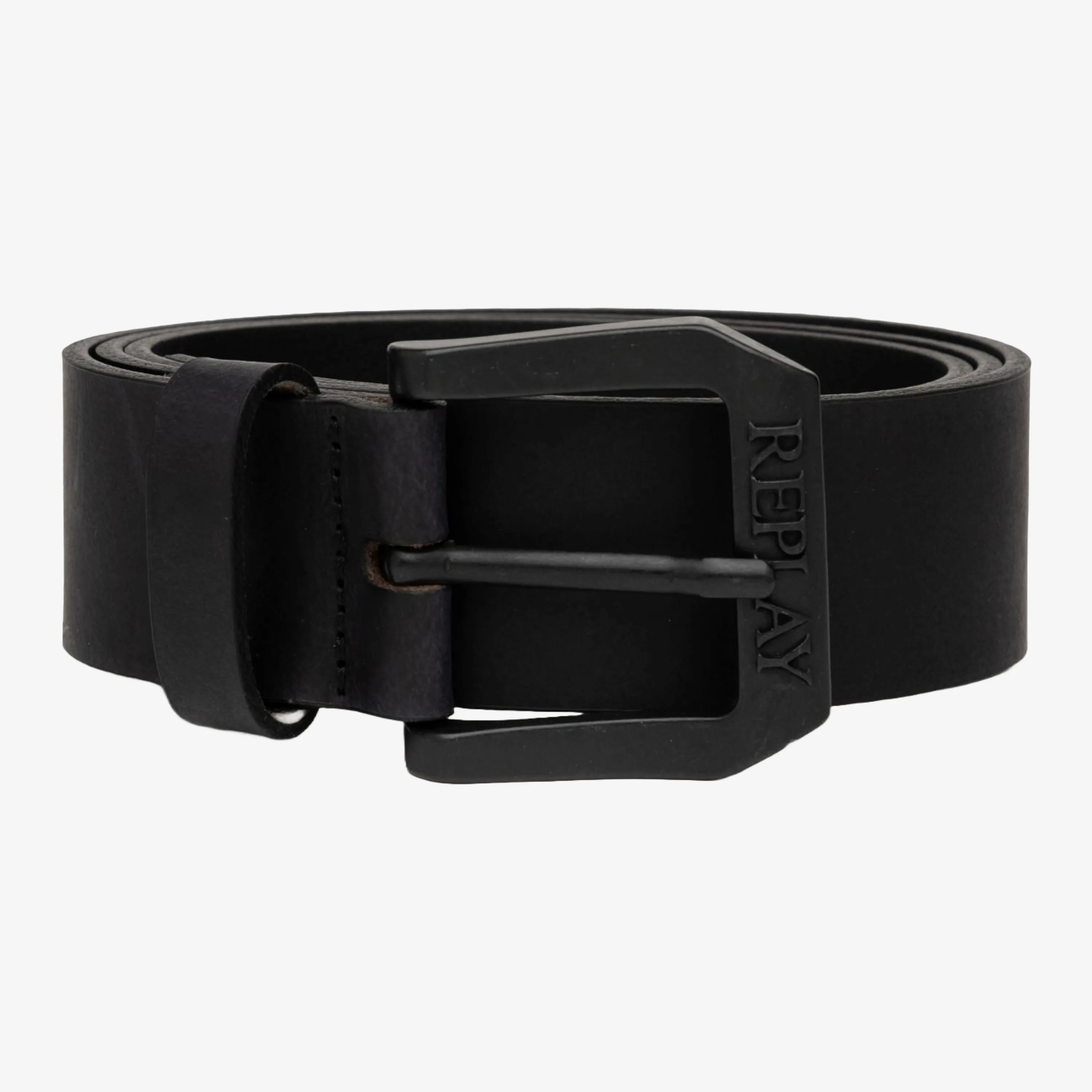 Replay Leather Belt With Logo - Black