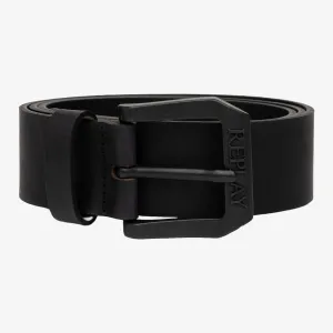 Replay Leather Belt With Logo - Black