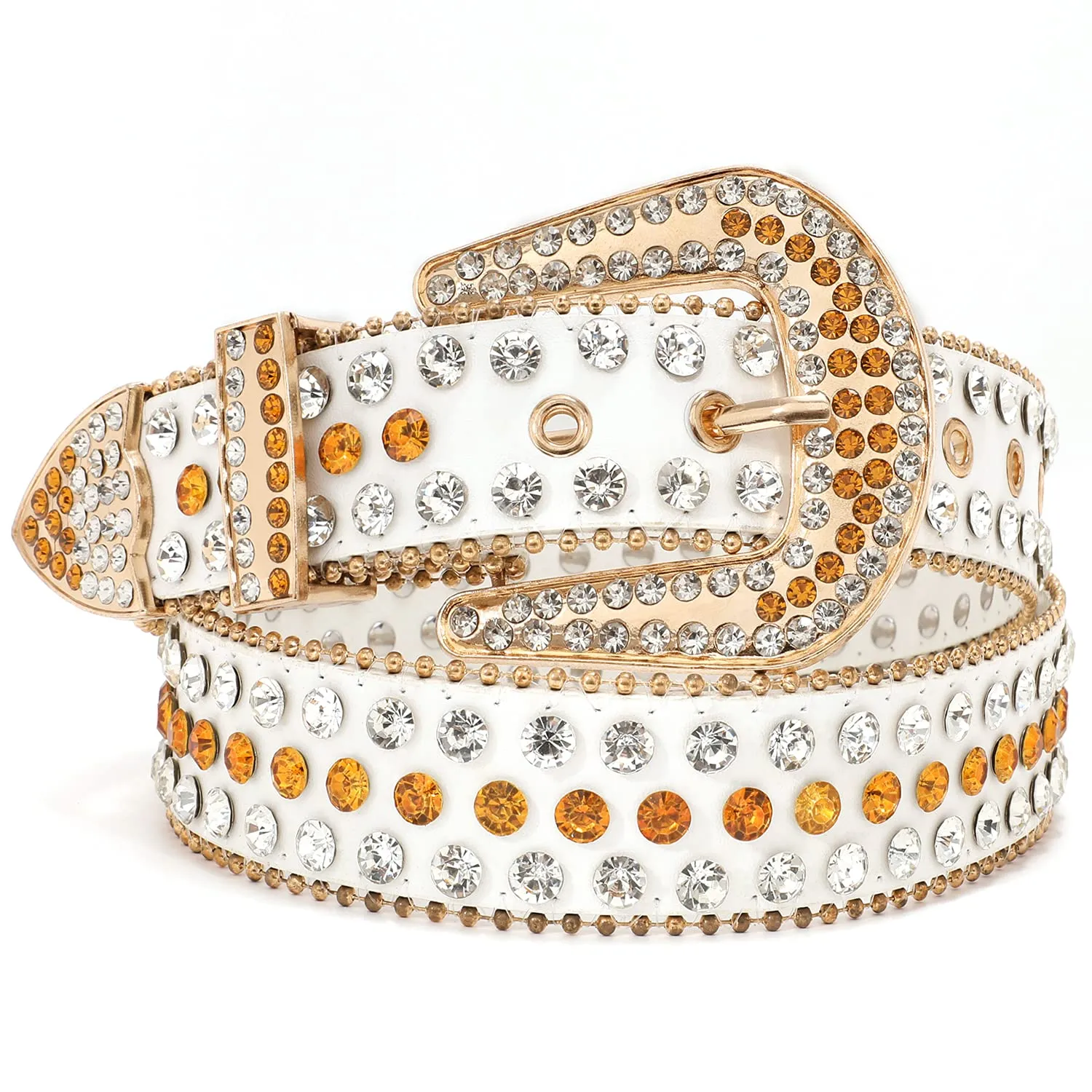 Rhinestone Belt for Men Women SUOSDEY Western Cowboy Cowgirl Bling Studded Leather Belt for Jeans Pants