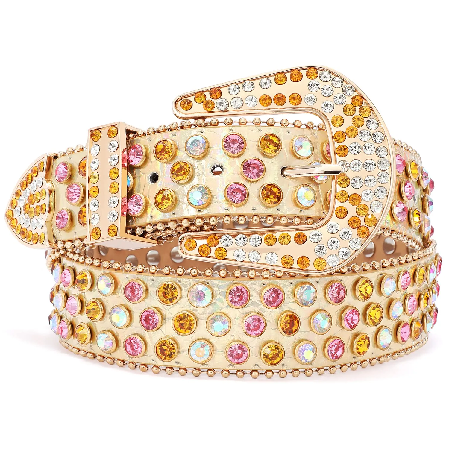 Rhinestone Belt for Men Women SUOSDEY Western Cowboy Cowgirl Bling Studded Leather Belt for Jeans Pants