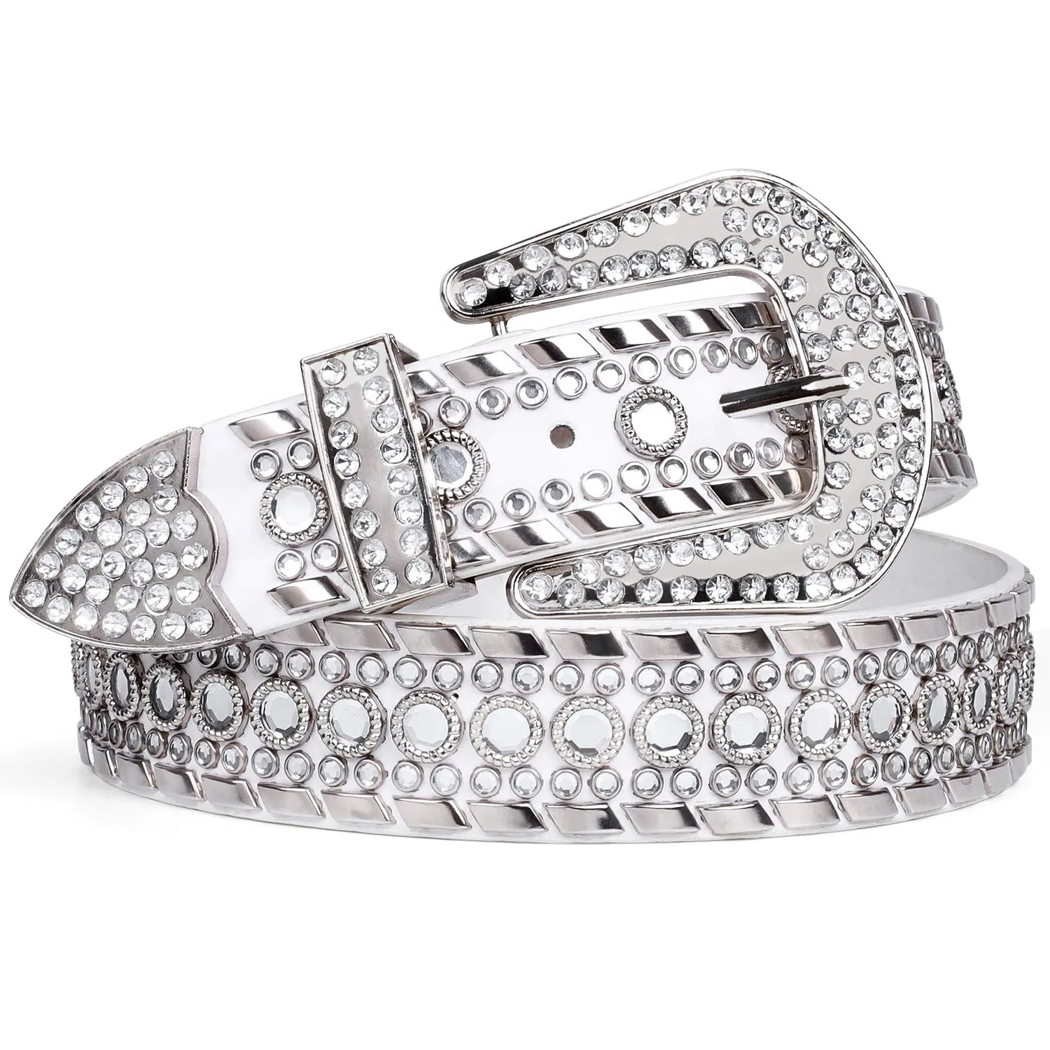 Rhinestone Belt for Men Women SUOSDEY Western Cowboy Cowgirl Bling Studded Leather Belt for Jeans Pants