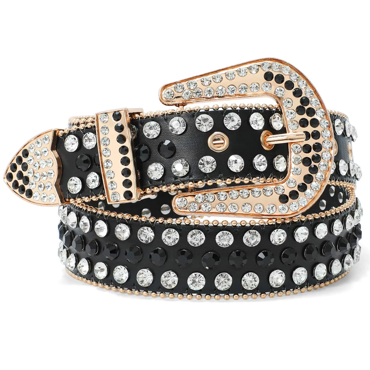 Rhinestone Belt for Men Women SUOSDEY Western Cowboy Cowgirl Bling Studded Leather Belt for Jeans Pants