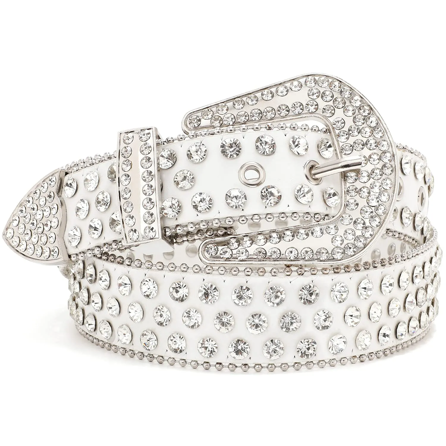 Rhinestone Belt for Men Women SUOSDEY Western Cowboy Cowgirl Bling Studded Leather Belt for Jeans Pants