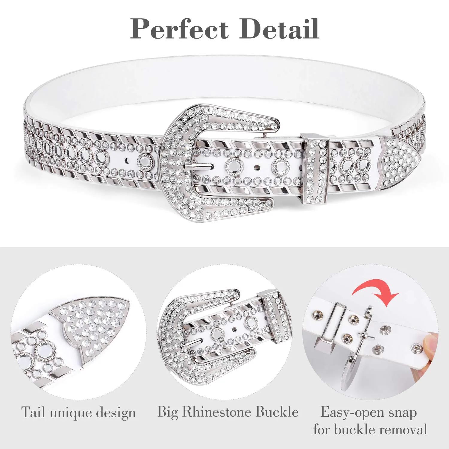 Rhinestone Belt for Men Women SUOSDEY Western Cowboy Cowgirl Bling Studded Leather Belt for Jeans Pants