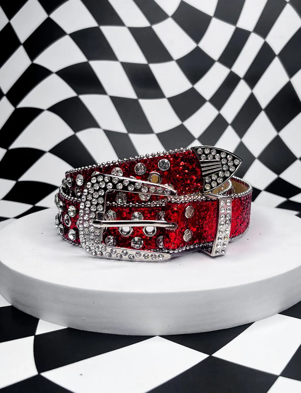 RHINESTONE COWGAL BELT - RED