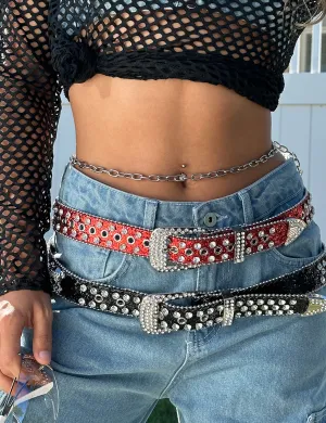 RHINESTONE COWGAL BELT - RED