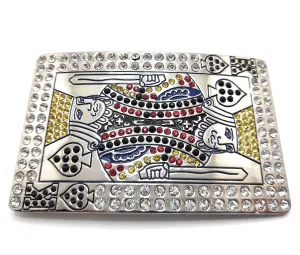 Rhinestoned King of Spades Belt Buckle