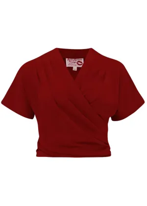 Rock N Romance Darla Korte Mouw 40's Wrap Blouse Wine