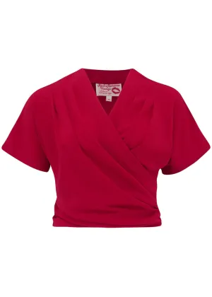 Rock N Romance Darla Short Sleeve 40's Wrap Blouse Red