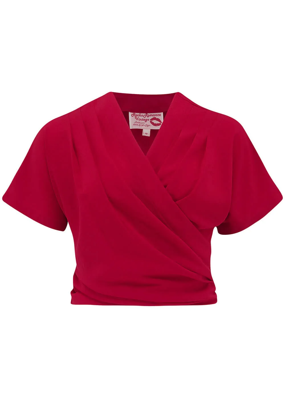 Rock N Romance Darla Short Sleeve 40's Wrap Blouse Red