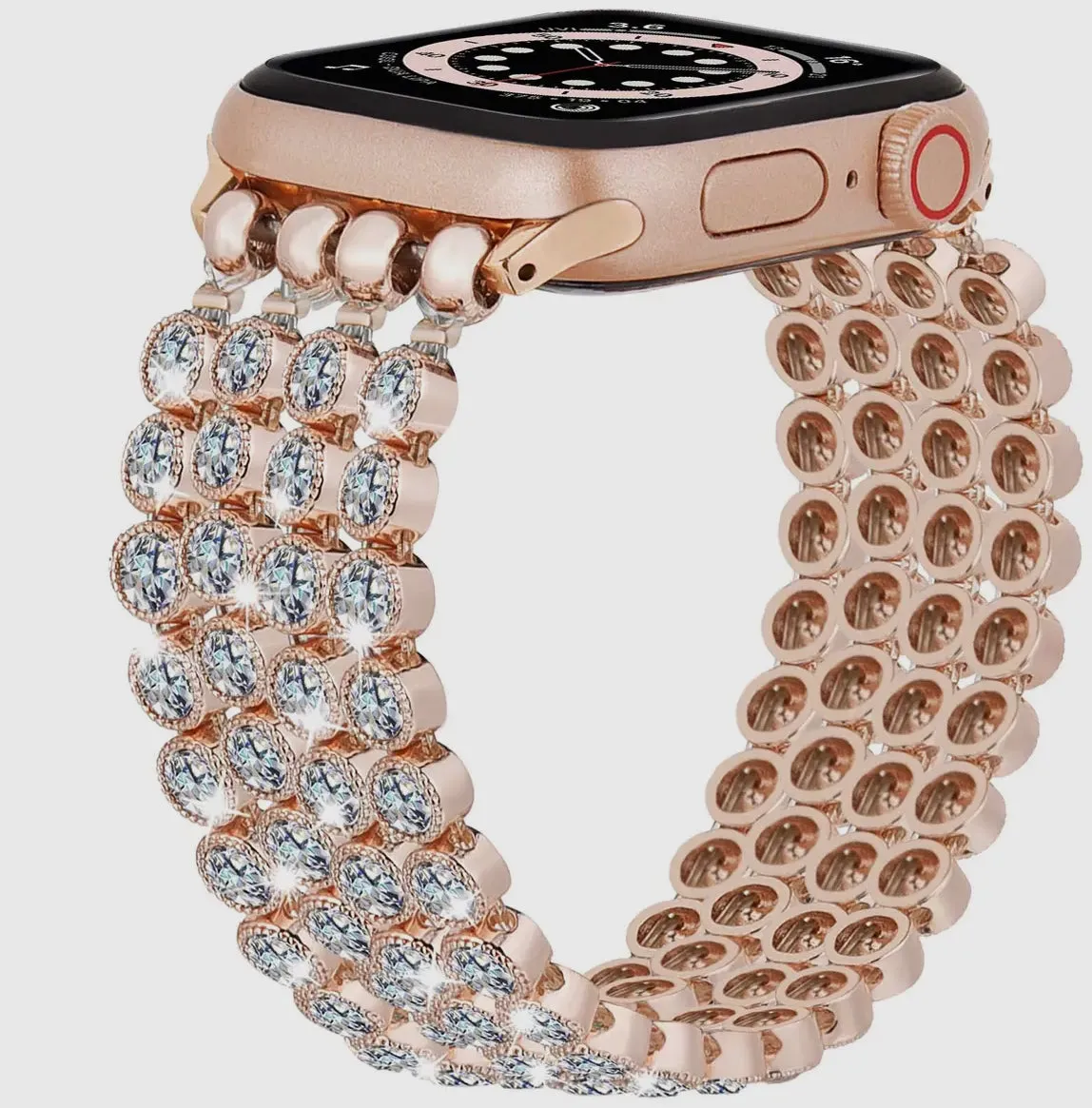 Rose Gold Rhinestone Elastic Smart Watch Band