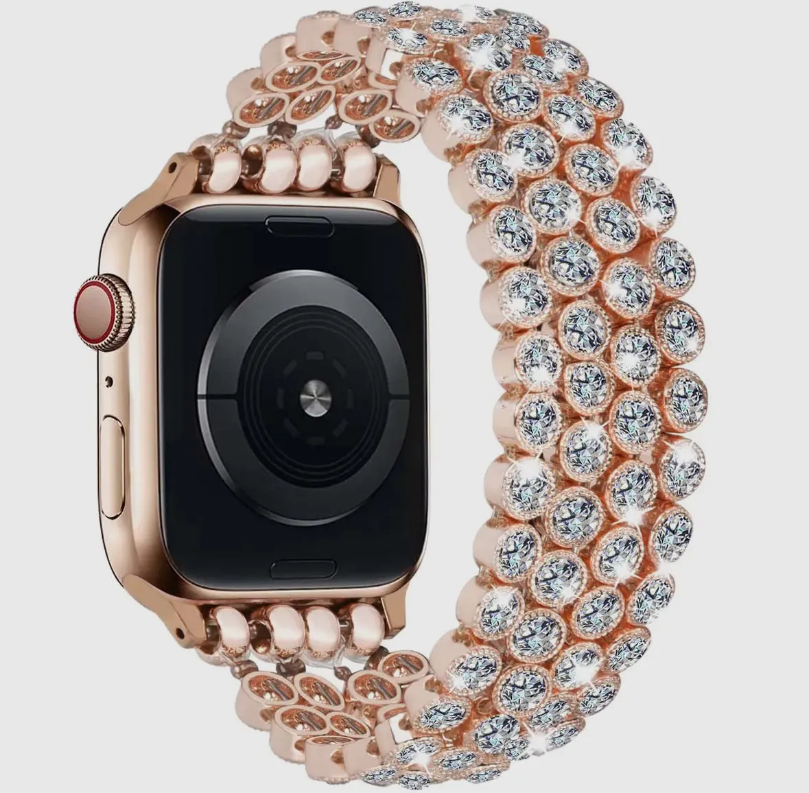 Rose Gold Rhinestone Elastic Smart Watch Band