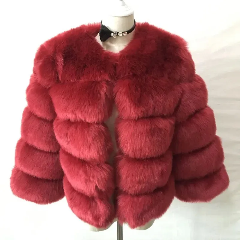 S-5XL Mink Coats Autumn Winter Fluffy Black Faux Fur Coat Women Elegant Thick Warm Faux Fur Jackets for Women Tops Jacket Teddy
