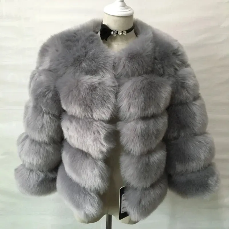 S-5XL Mink Coats Autumn Winter Fluffy Black Faux Fur Coat Women Elegant Thick Warm Faux Fur Jackets for Women Tops Jacket Teddy