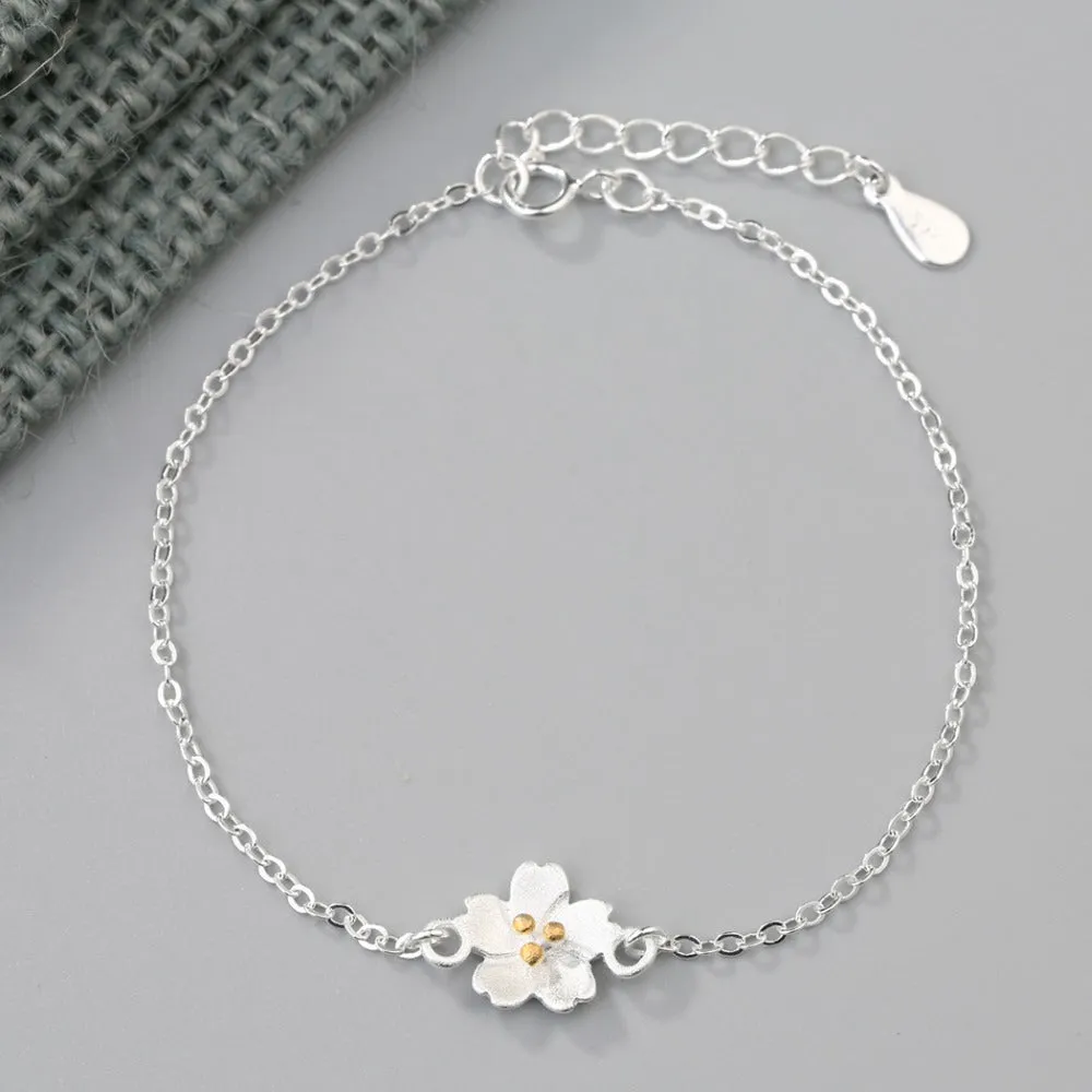 Sakura Blanc -- Sterling Silver Bracelets