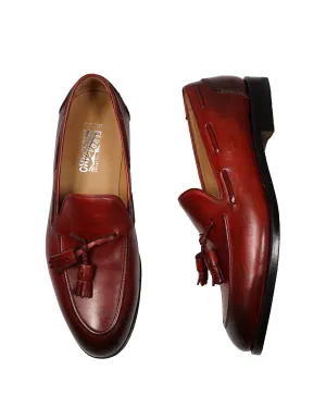 SALVATORE FERRAGAMO - TRAMEZZA Burgundy Tassel Detail Loafers  - 9.5/10
