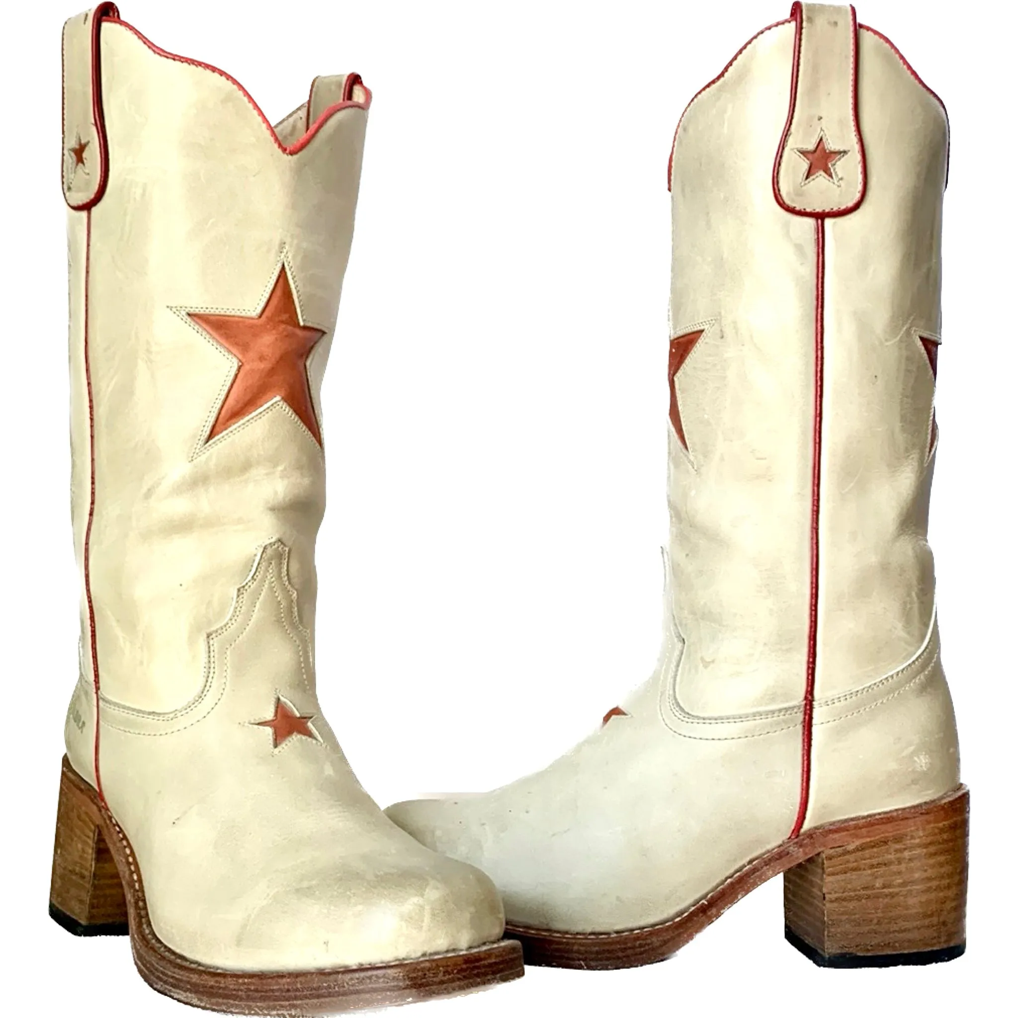 SENDRA Star Vintage Y2K Platform Chunky Heel Sole Campus Style Cowgirl Western Boots