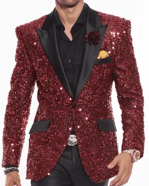 Sequin Blazer for Men, Stella Red  - Blazers - Prom - Red
