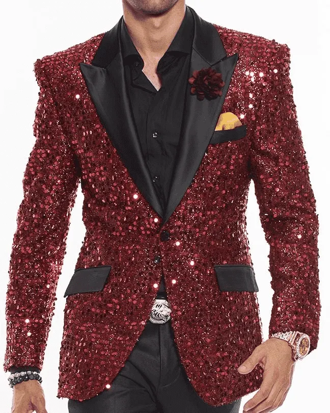 Sequin Blazer for Men, Stella Red  - Blazers - Prom - Red
