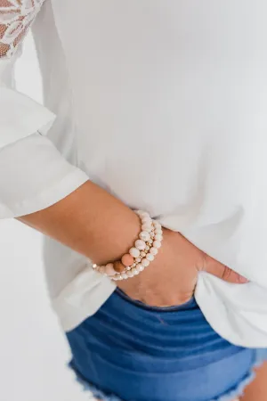 Shaded Beaded Bracelet Set- Blush