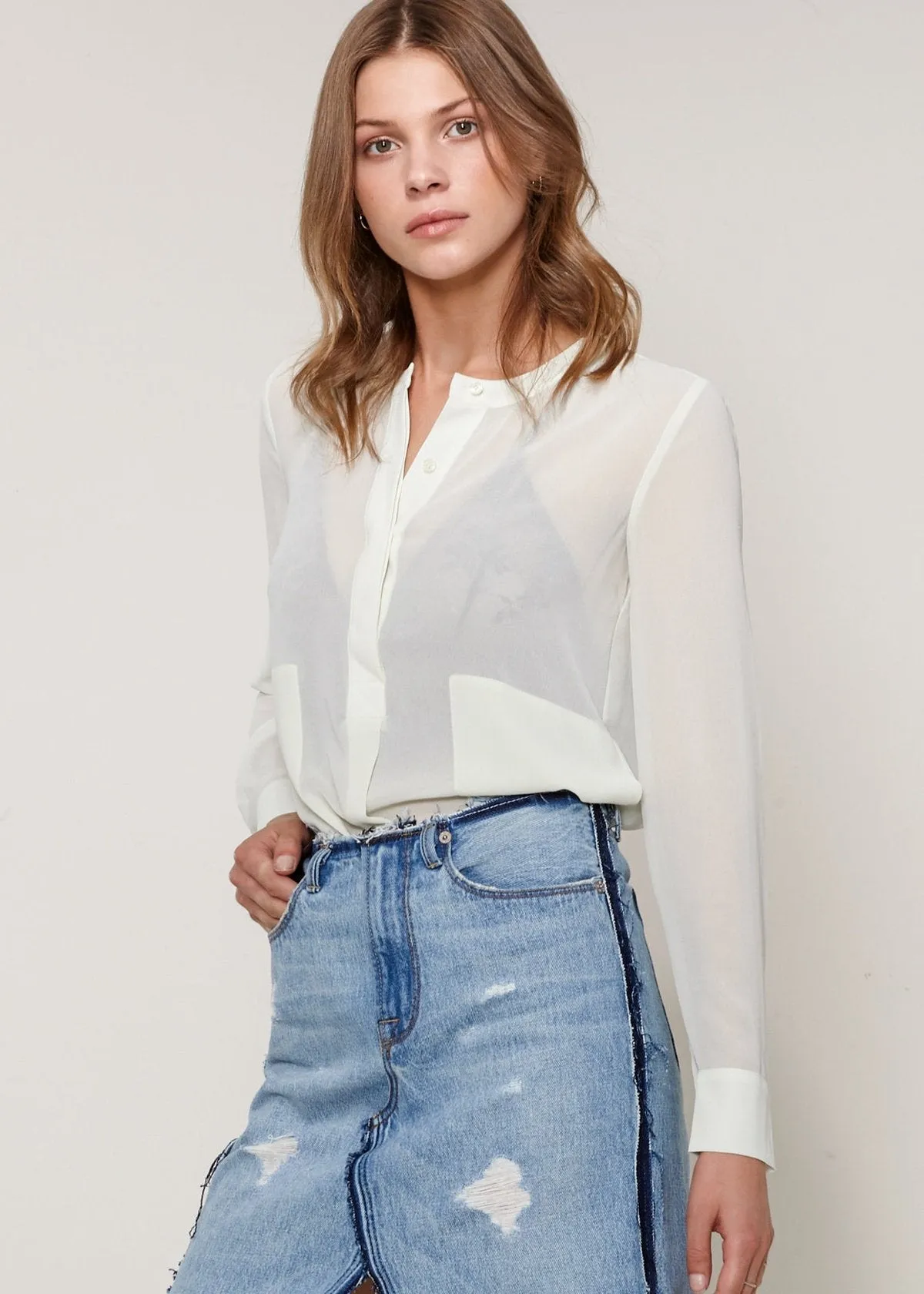 Sheer Button Up Blouse