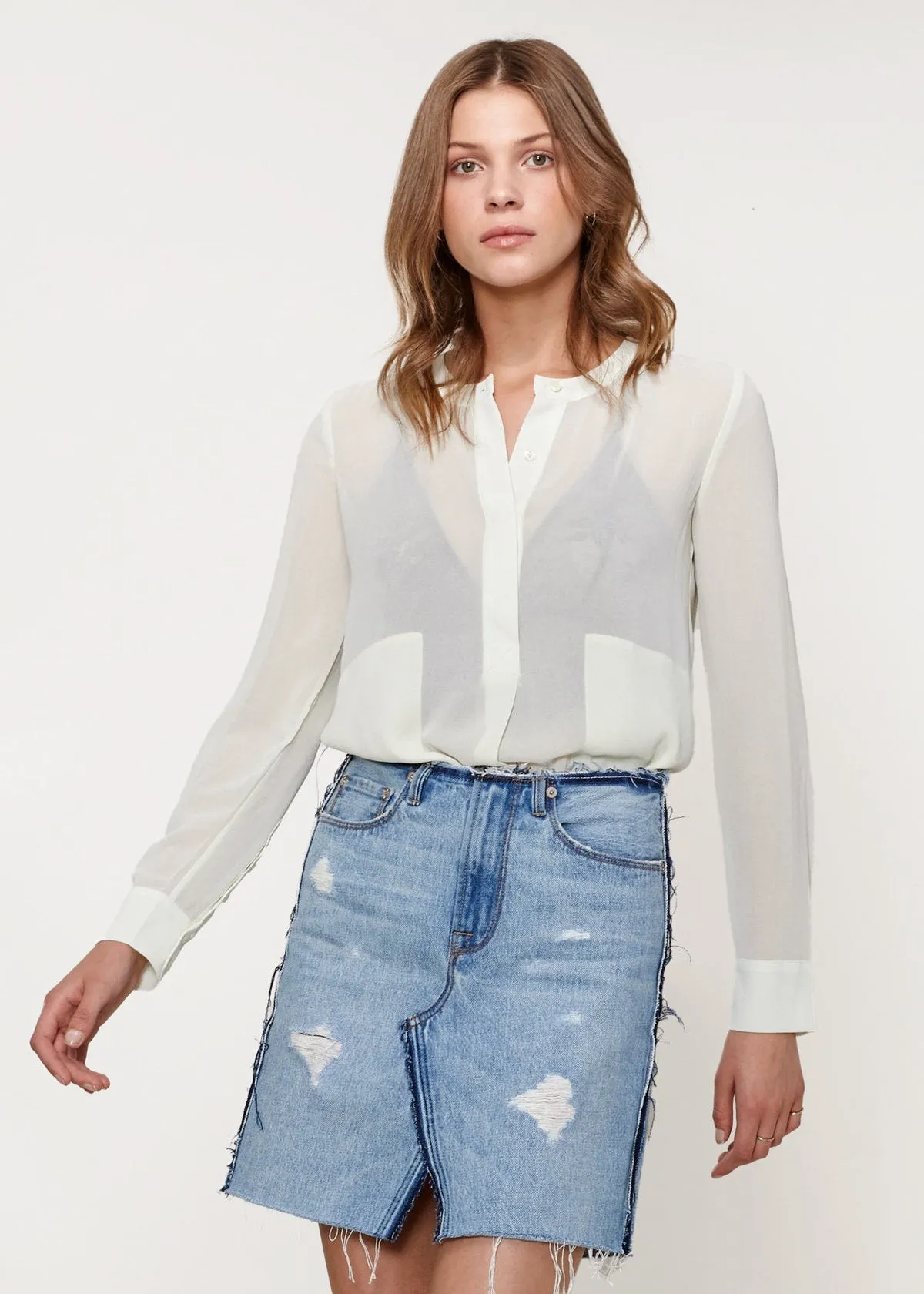Sheer Button Up Blouse