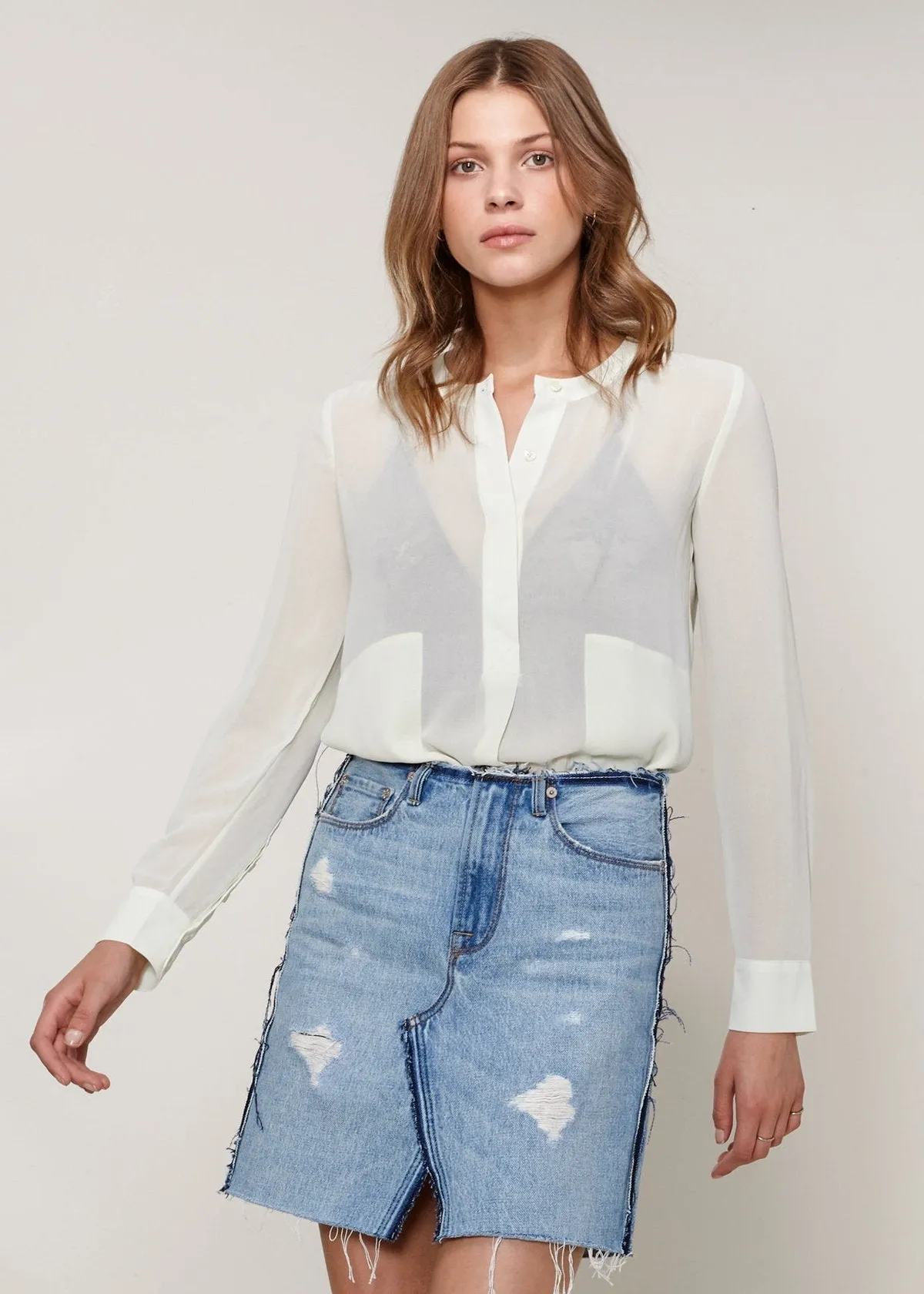 Sheer Button Up Blouse