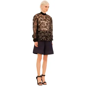 Sheer Metallic Embroidered Blouse