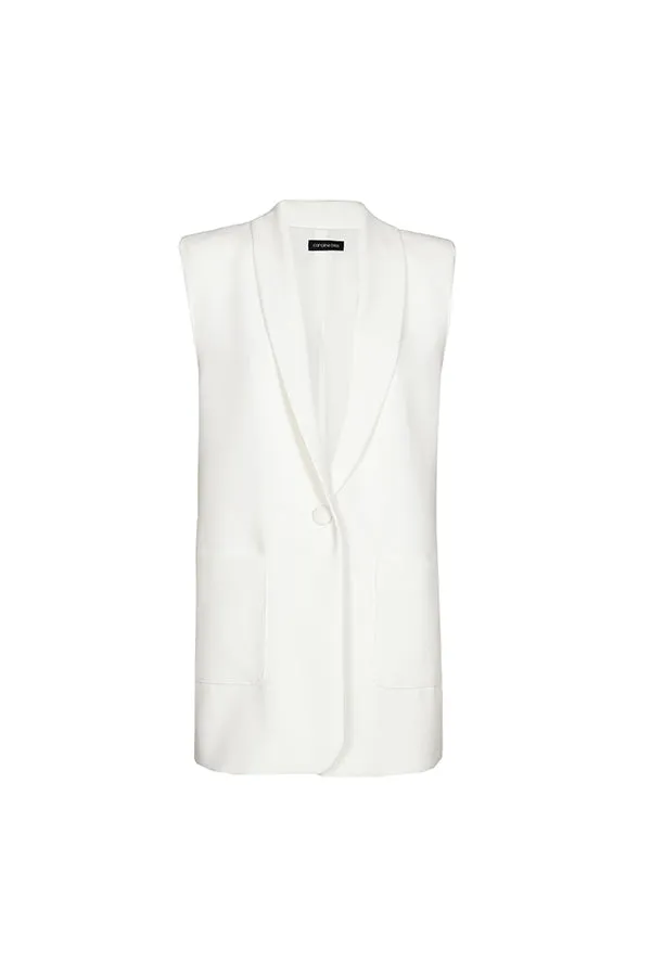 SHOULDER EFFECT STRAIGHT SLEEVELESS BLAZER