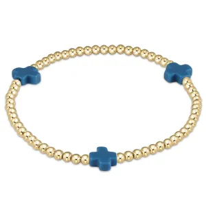 Signature Cross Pattern 3mm Bead Bracelet- Cobalt