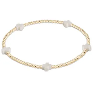 Signature Cross Small Gold Pattern 2MM Bead Bracelet