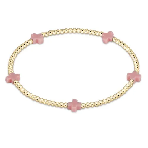 Signature Cross Small Gold Pattern 2MM Bead Bracelet