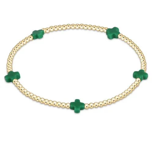 Signature Cross Small Gold Pattern 2MM Bead Bracelet